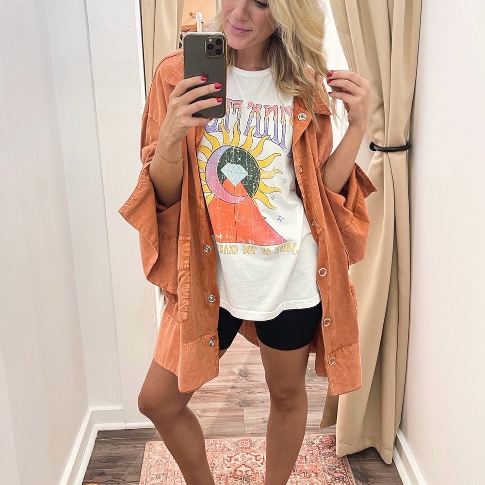 Zara Rust Orange Oversized Button-Front Jacket - image 1